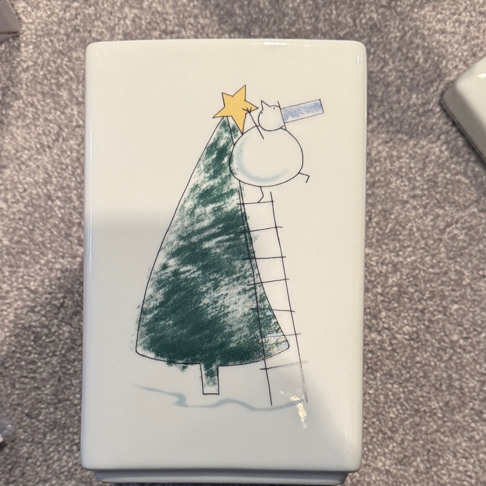 Ceramic Tray with Christmas Tree and Star Design